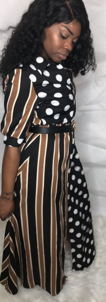 Ebony Dots and Stripes Dress