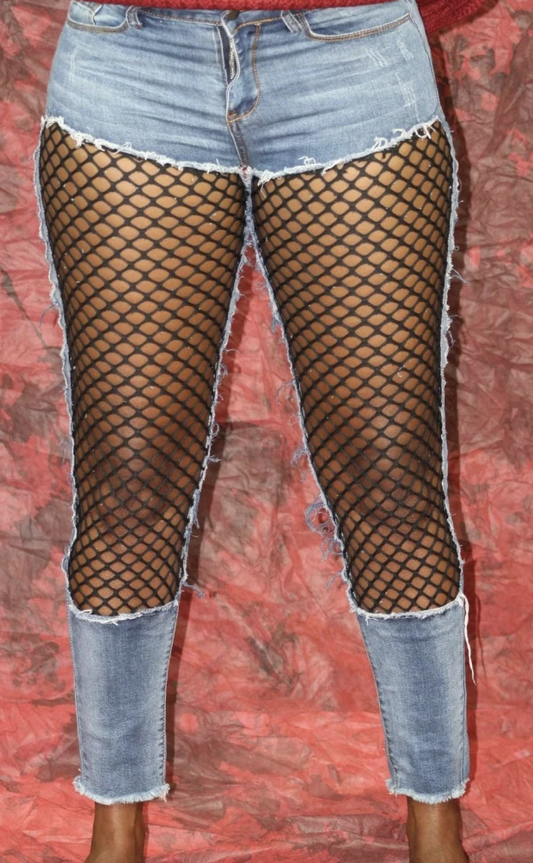 Fishnet Denim Jeans